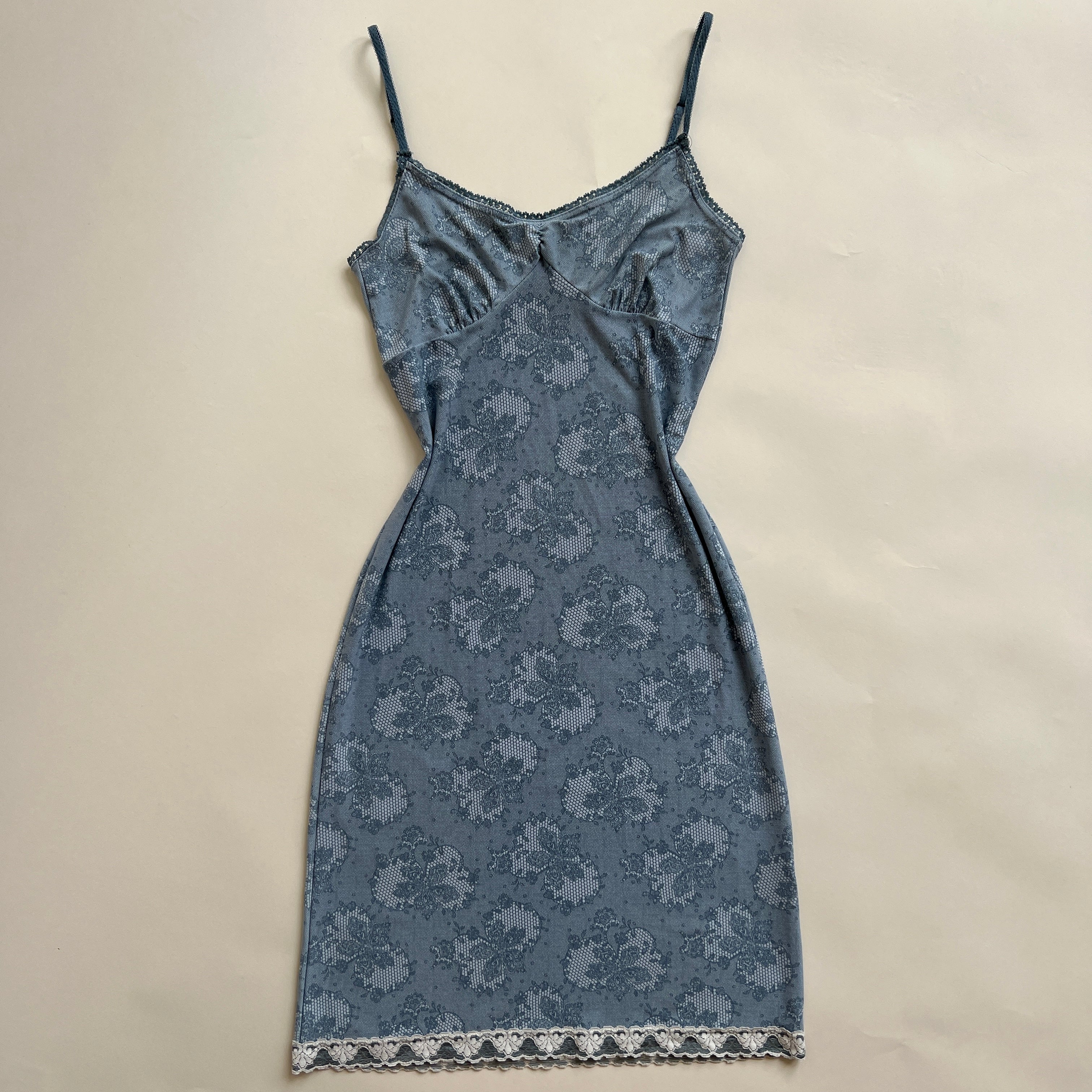 00s Dusty blue midi dress