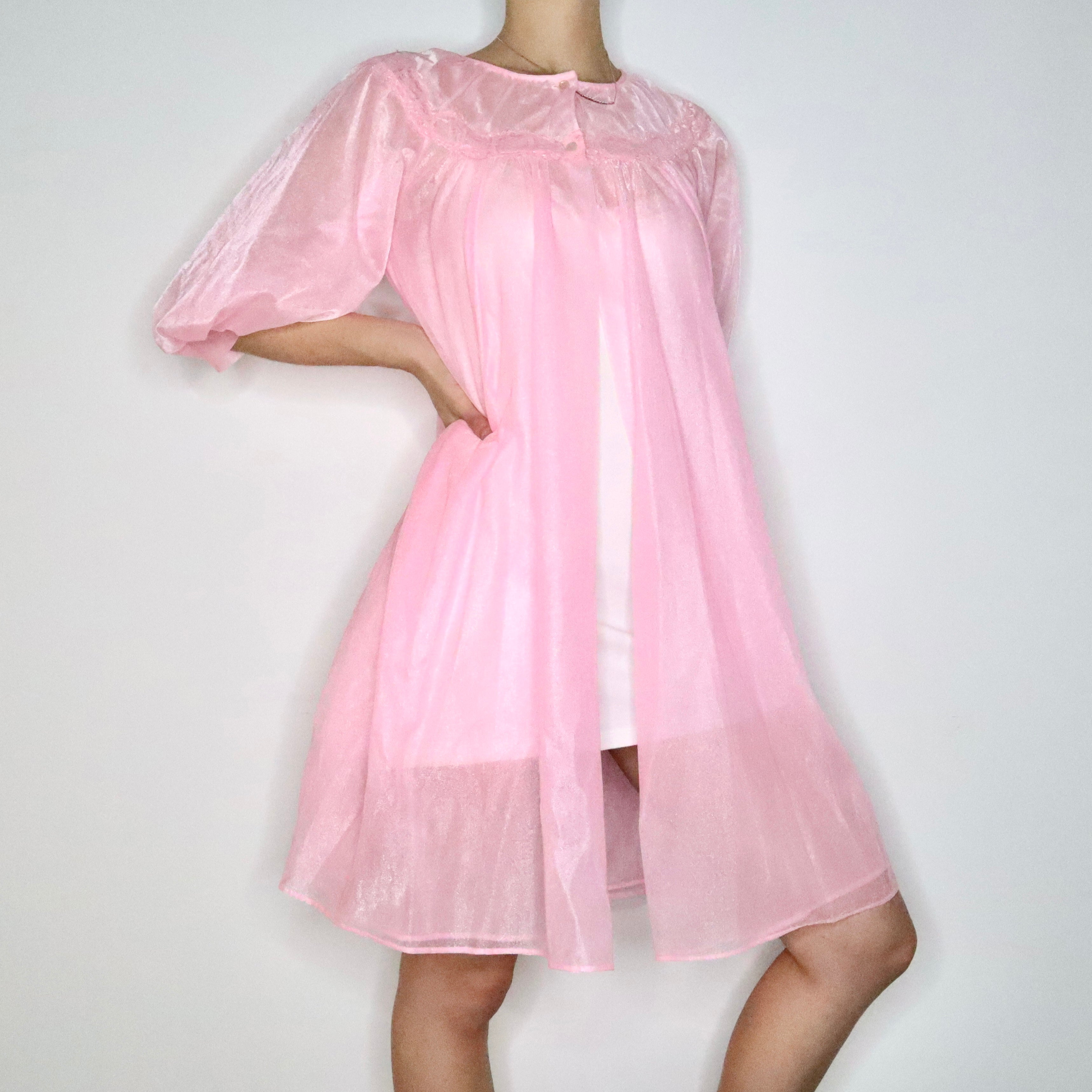 Bubblegum Pink Peignoir Robe (M-L) 