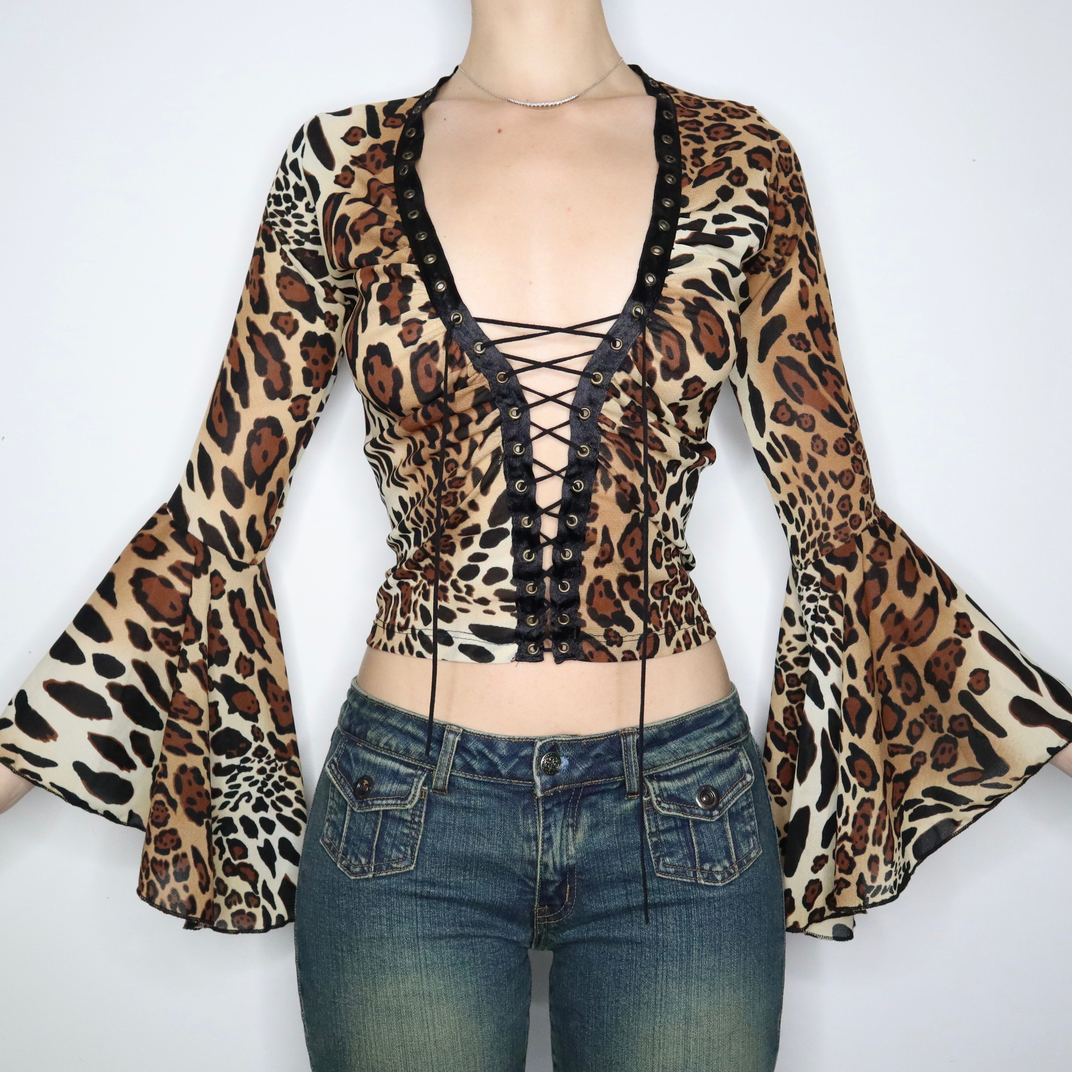 Lace-Up Bell Sleeve Top (Medium)