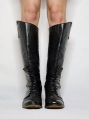 Tall Black Leather Riding Boots (8.5-9 US)
