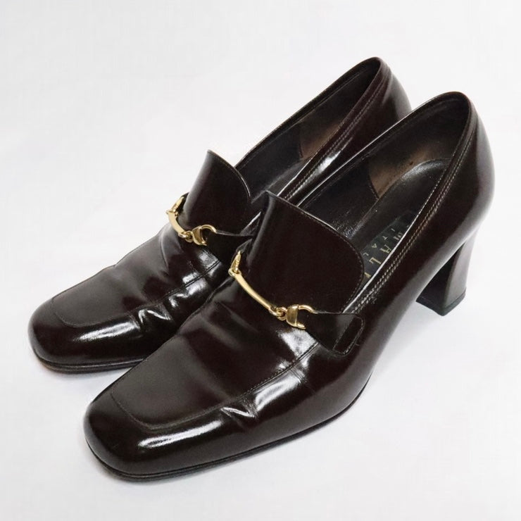 Italian Brown Leather Heeled Loafers (6.5 US)
