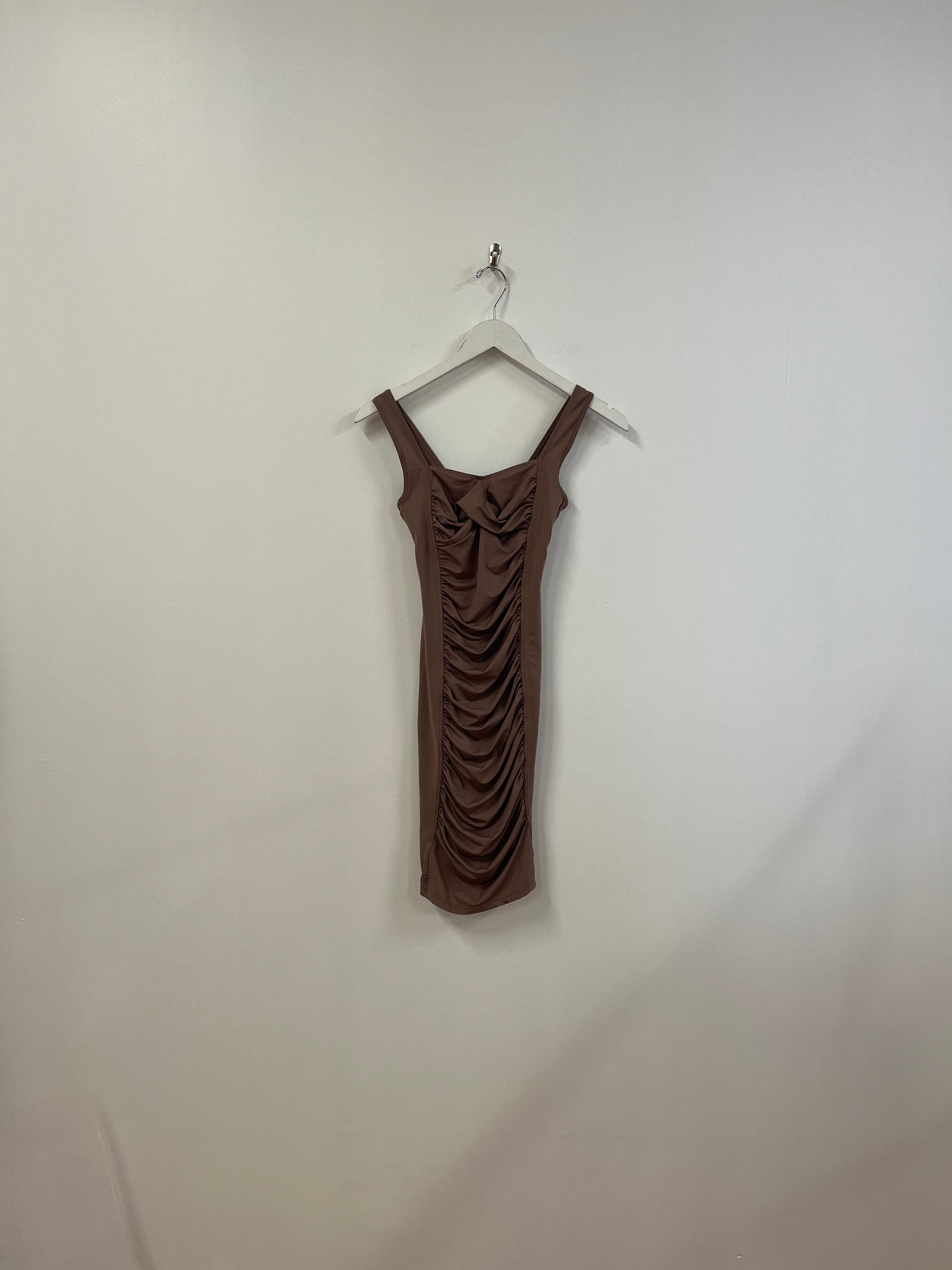 Mocha ruched midi