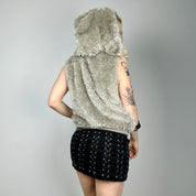 Faux Fur Hooded Vest (S)
