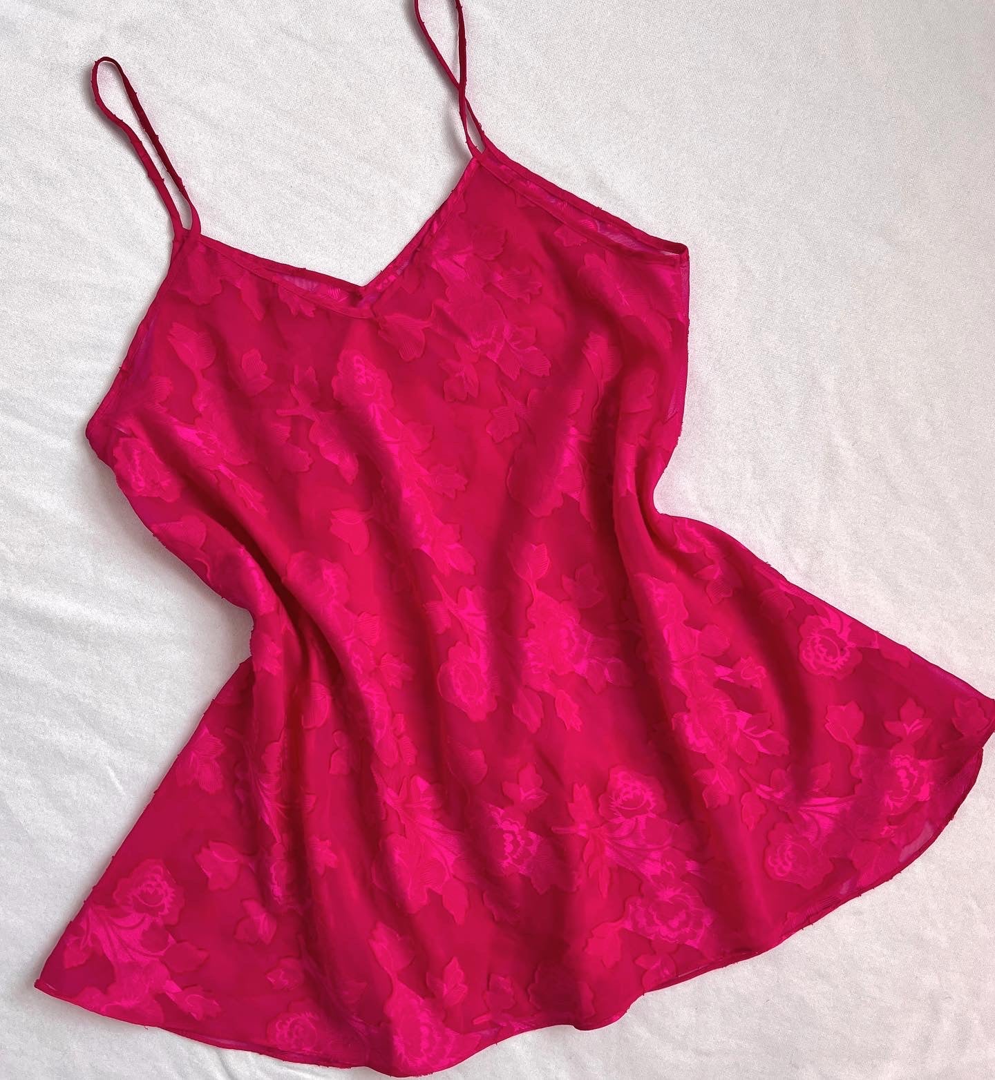hot pink floral sheer slip