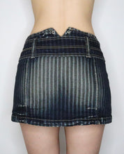 Grunge Belted Denim Mini Skirt (Medium) 