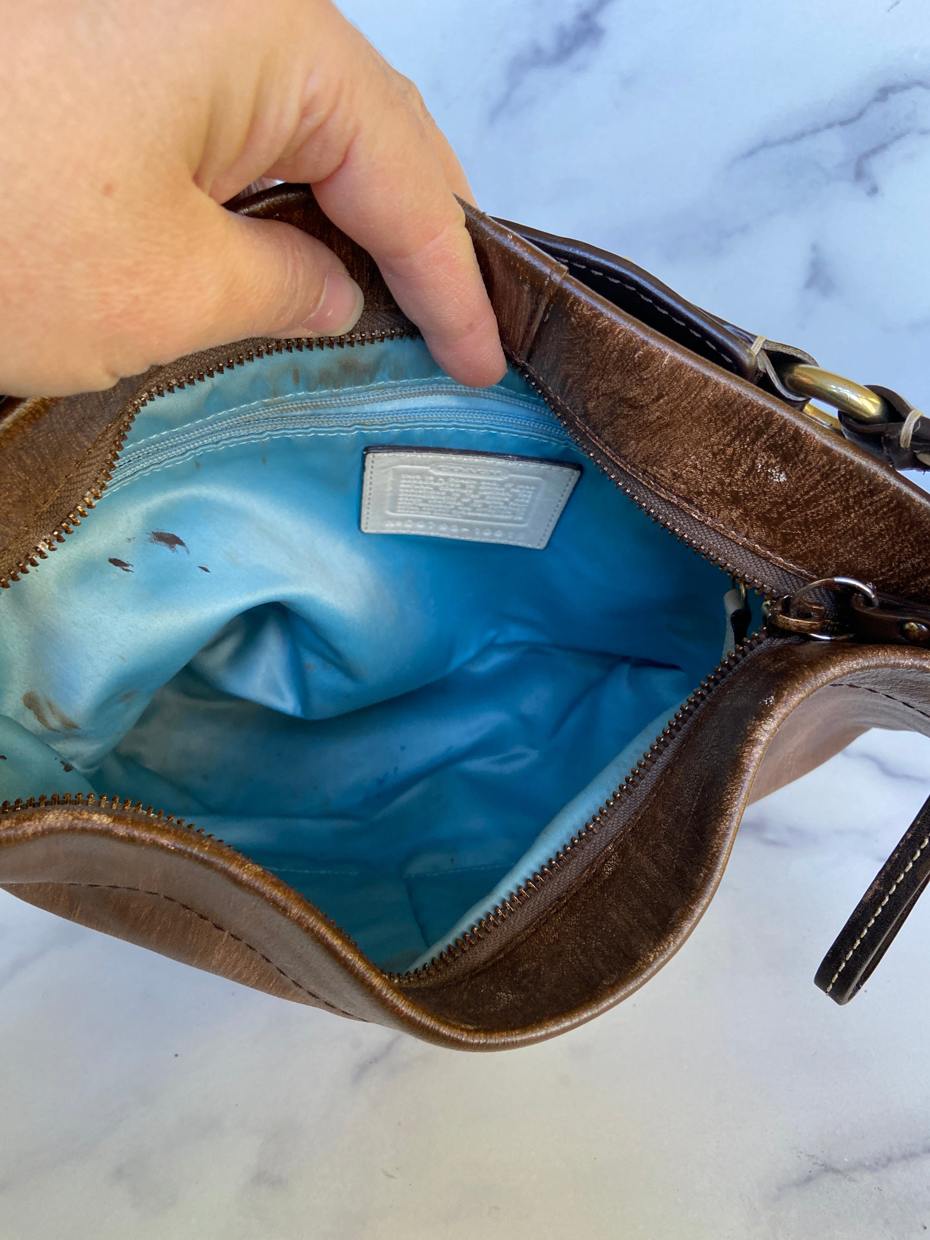 Reworked Vintage Leather Coach Medium Sized Purse