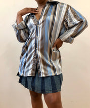 Stripped silk button down XL