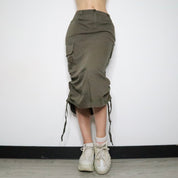 Long Green Cargo Skirt (Medium)