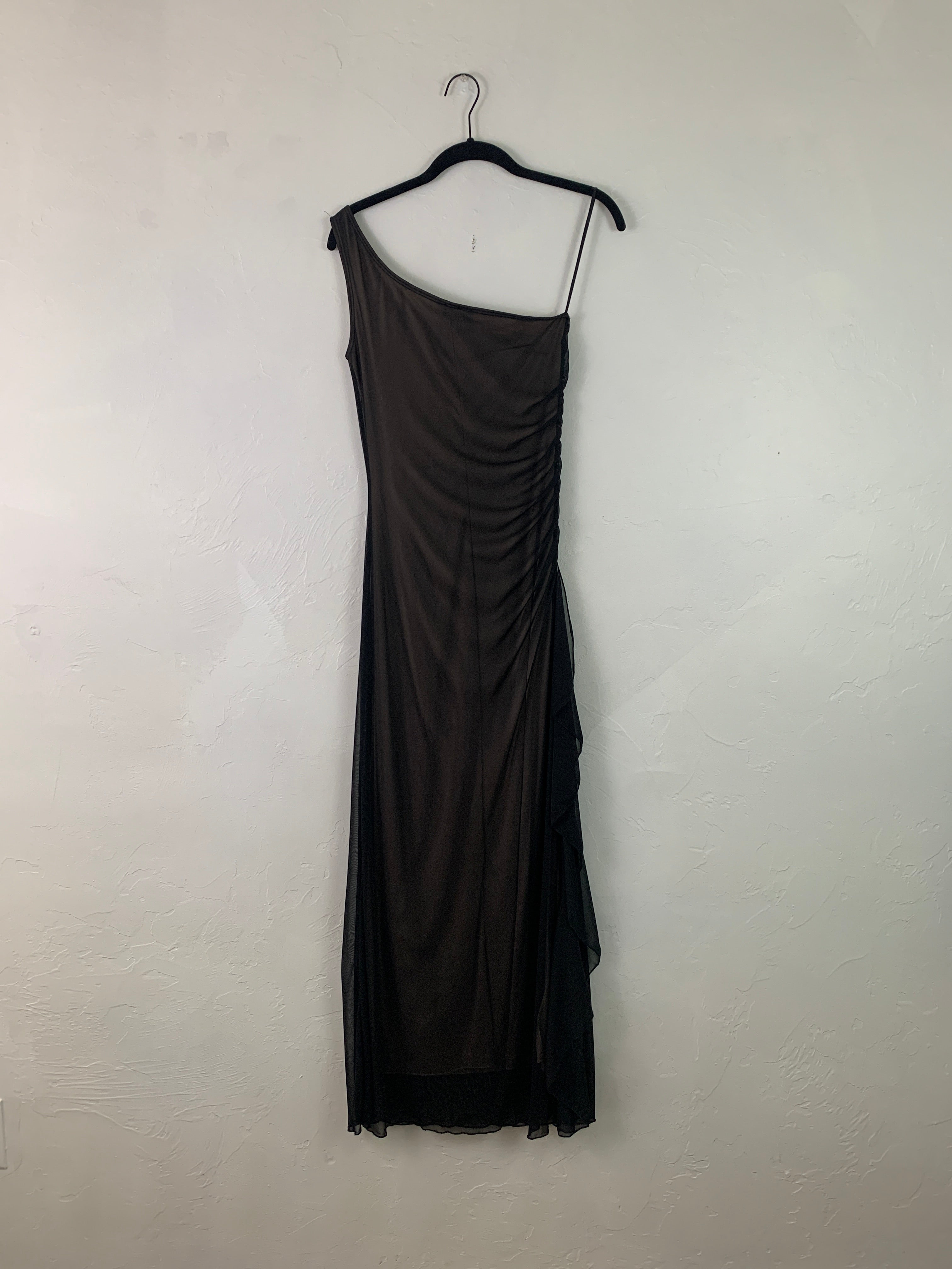 One shoulder black dress