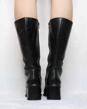 Black Leather Knee High Boots (6.5 US)