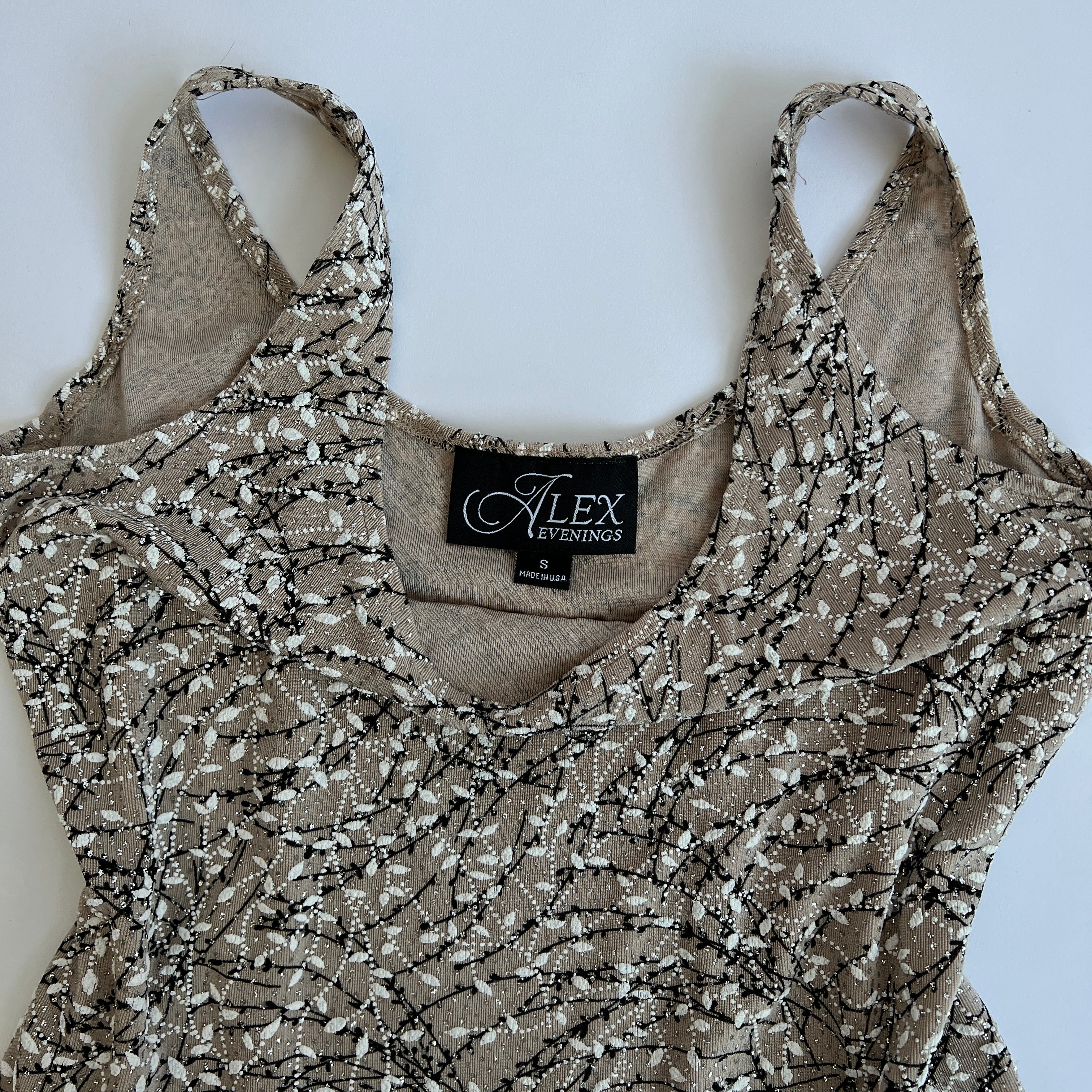 90s beige glitter leaf tank (L)