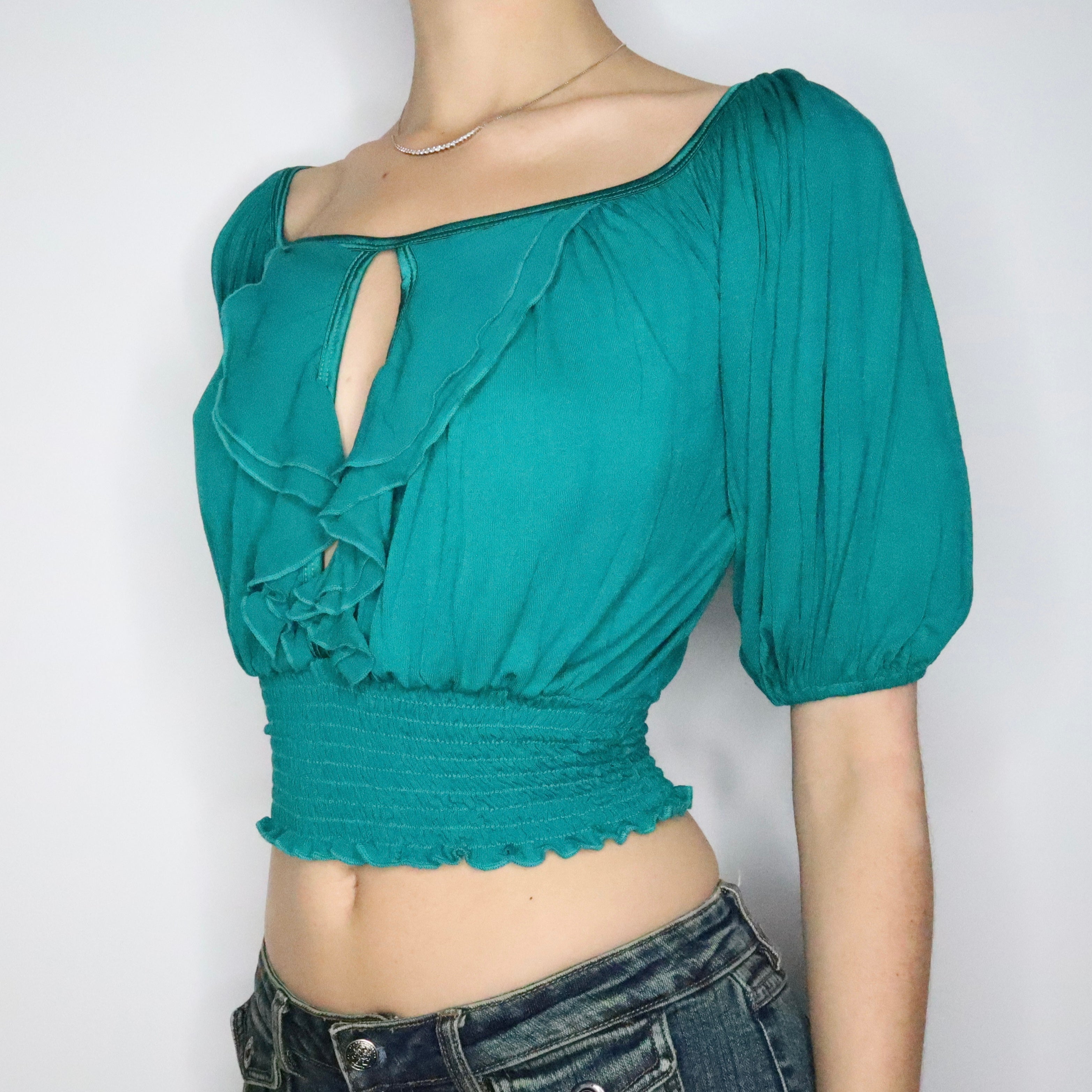 Bebe Puff Sleeve Blouse (XS-S)