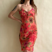 00s coral floral midi