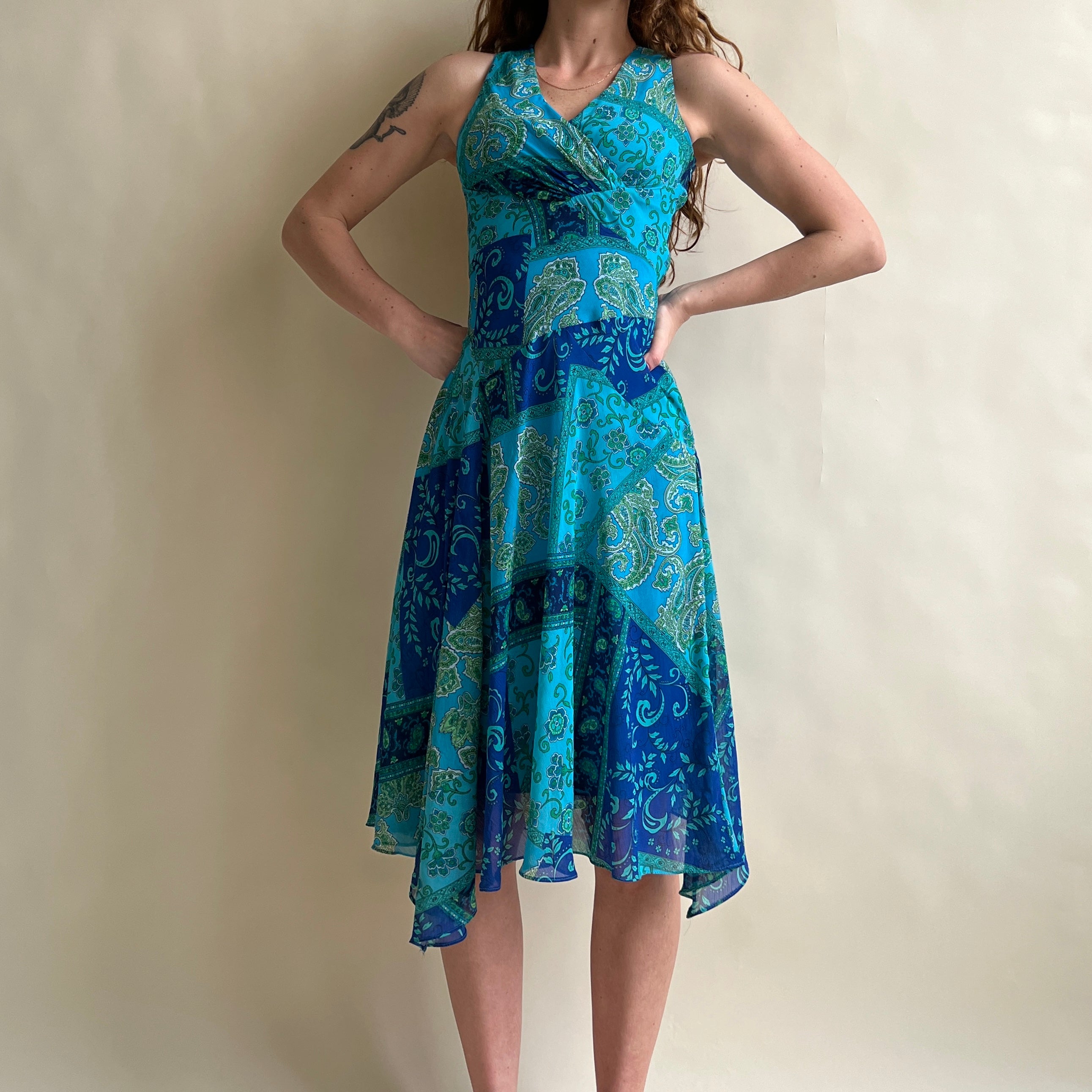 00s paisley patchwork midi