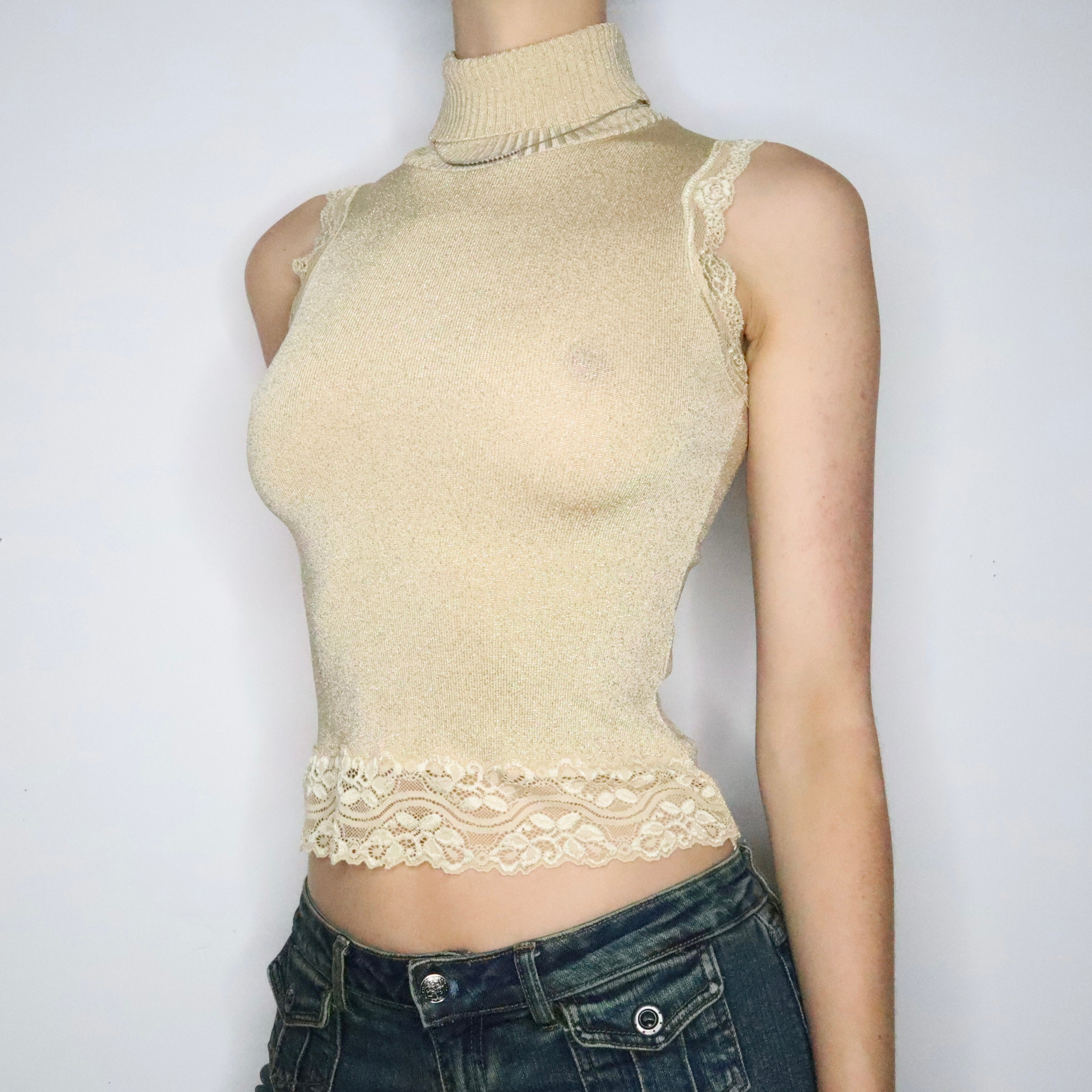 Italian Gold Sleeveless Turtleneck (Small)