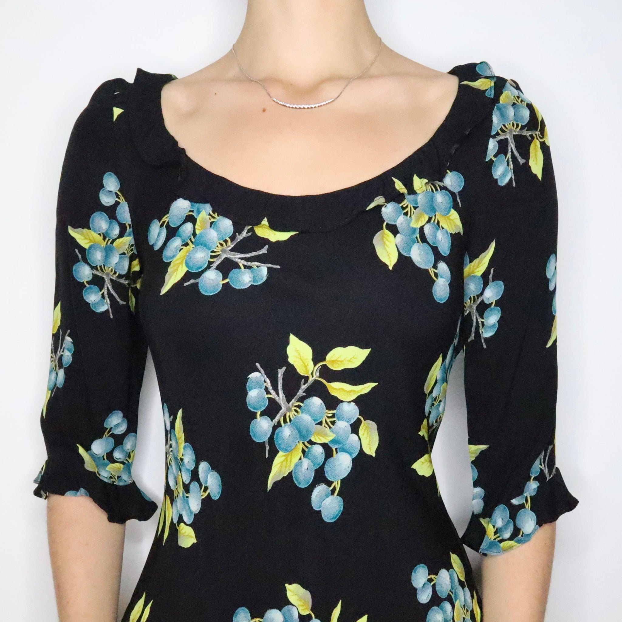 Betsey Johnson Blueberry Midi Dress (S-M) Holy Thrift Betsey Johnson Blueberry Midi Dress (S-M) Holy Thrift