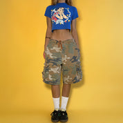 Vintage Distressed Camo Cargo Shorts - Large