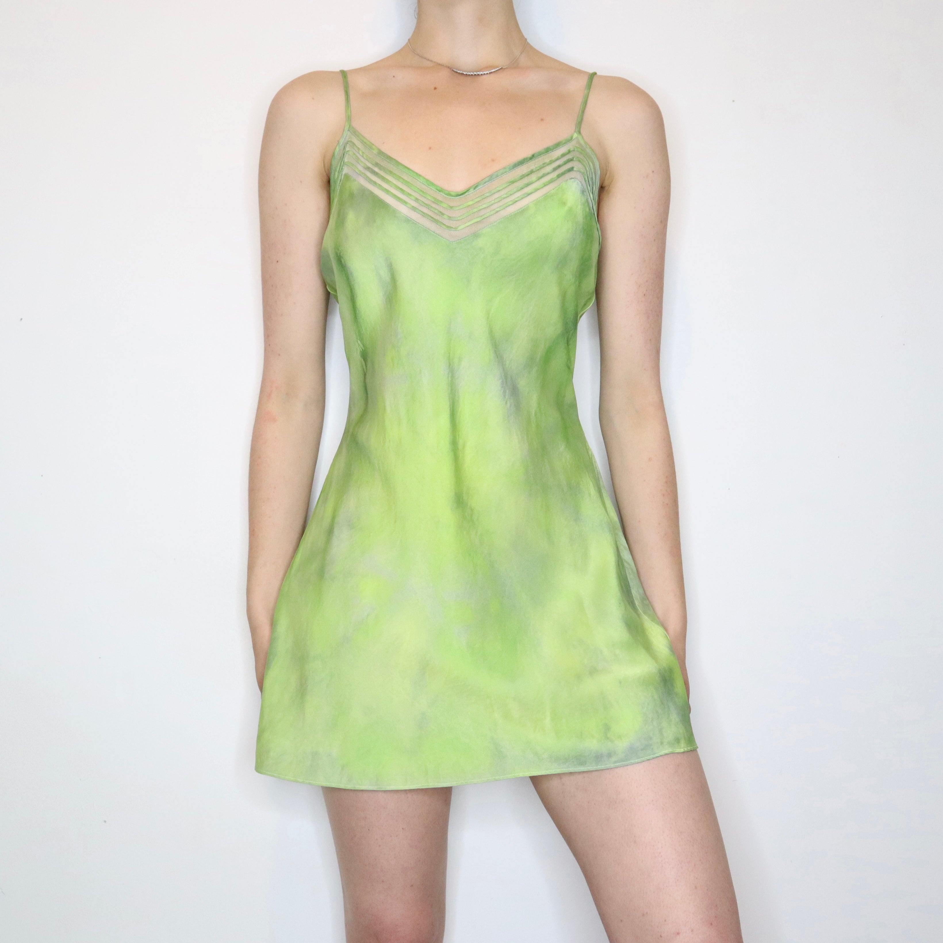 Lime Green Silk Slip (Medium)