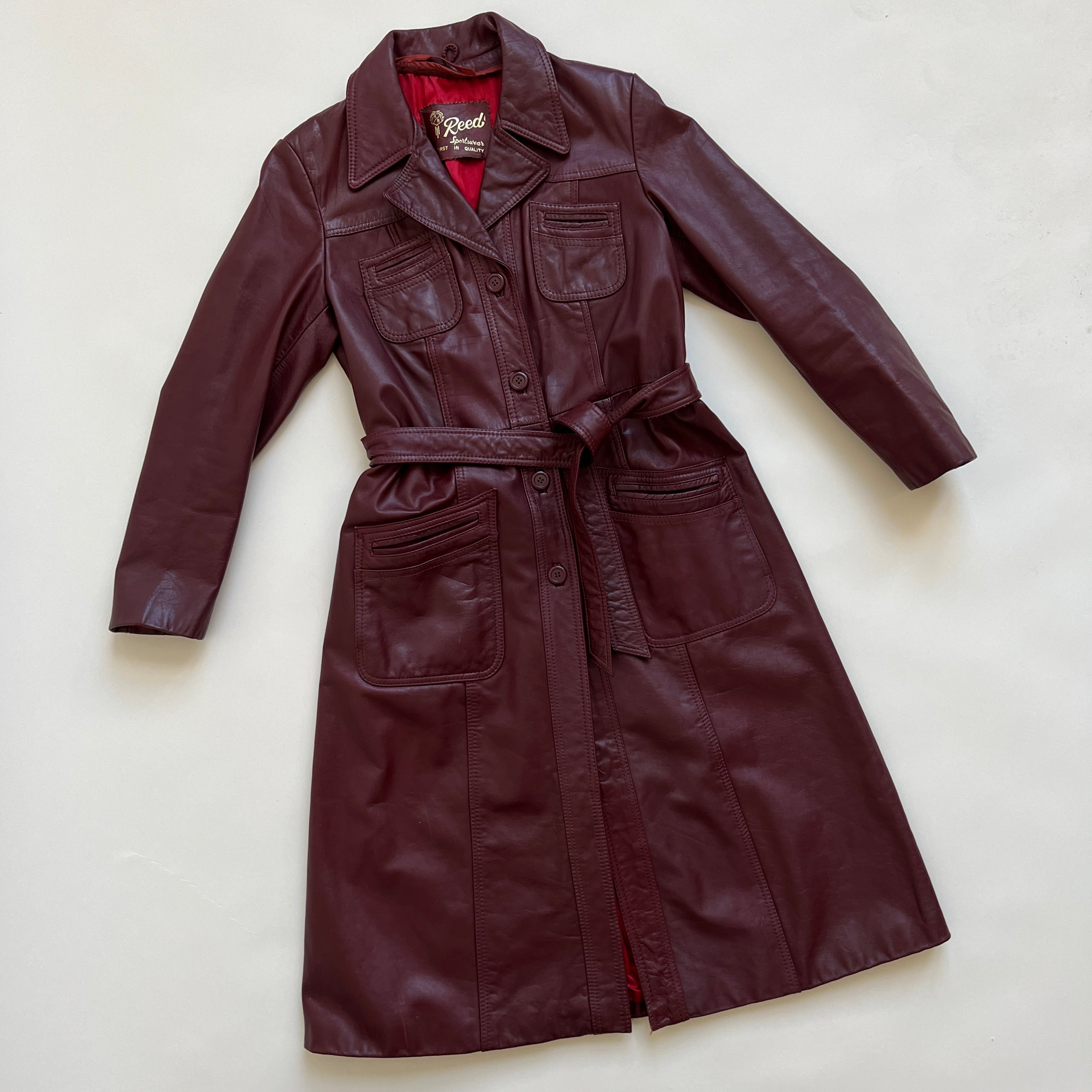 Vintage maroon leather midi