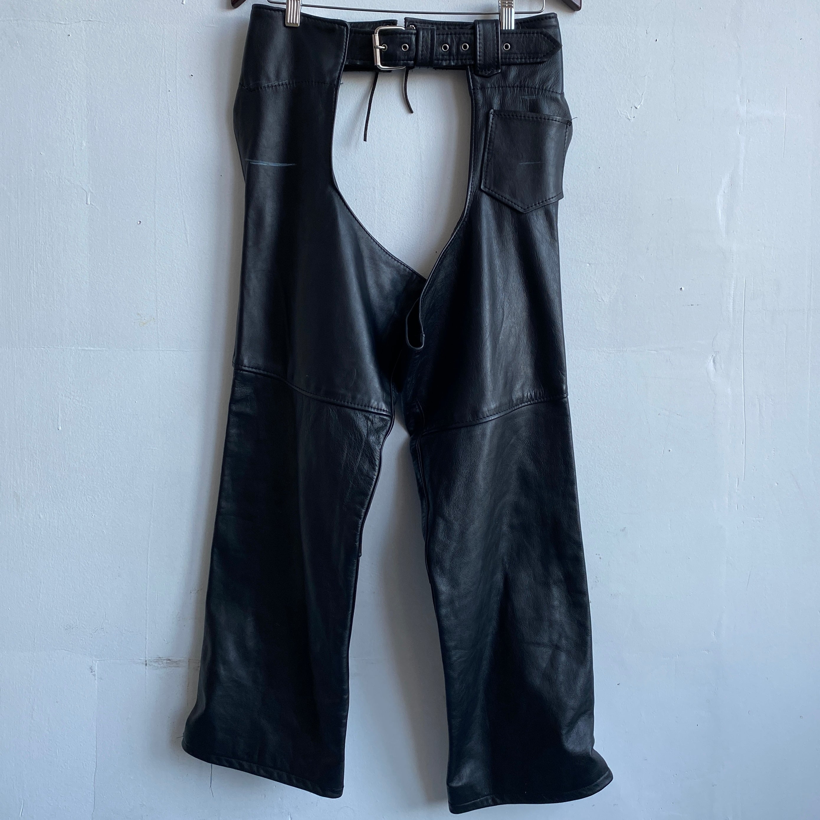 vintage black leather chaps