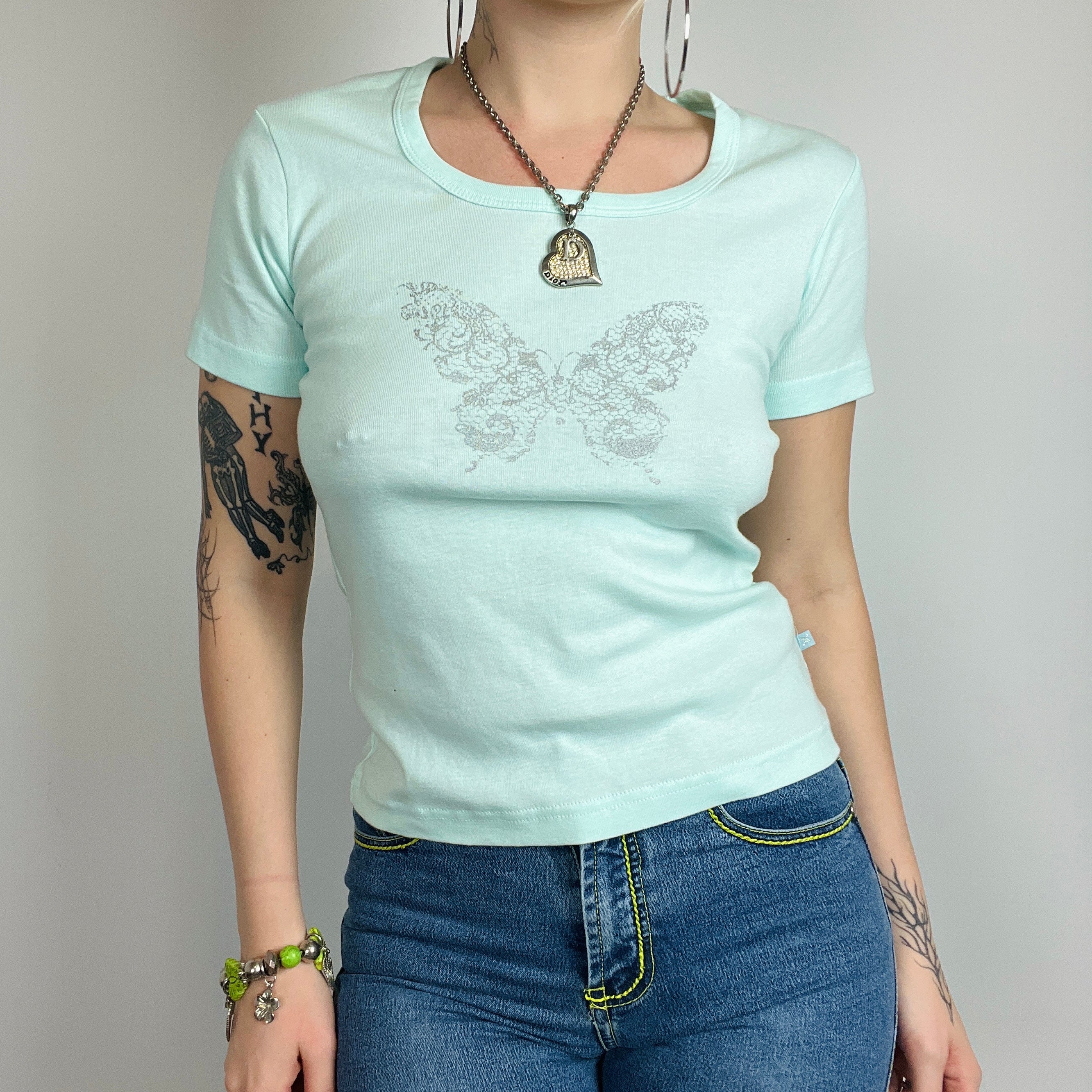 Y2k Style Butterfly Baby Tee (S)