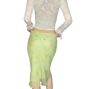 Green floral midi skirt