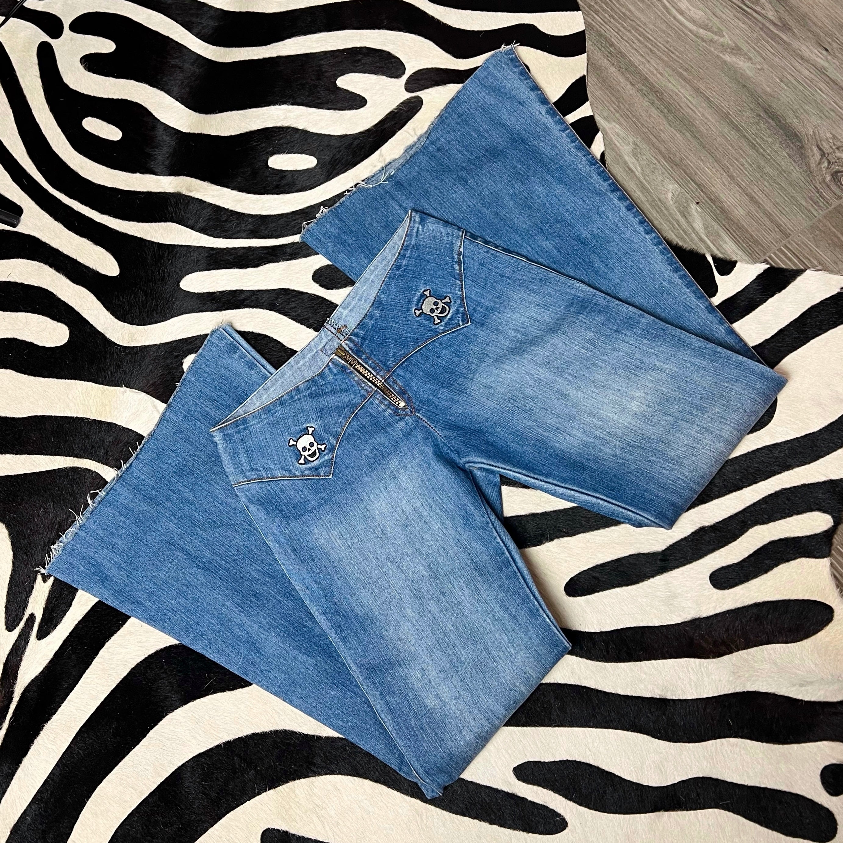 Vintage Low Rise Moto Flare Jeans