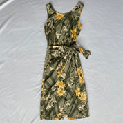 Sage floral wrap midi