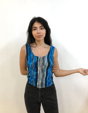 Stretchy Pleated Graphic Tank