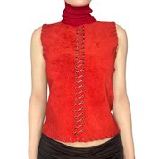 Lace up suede sweater vest