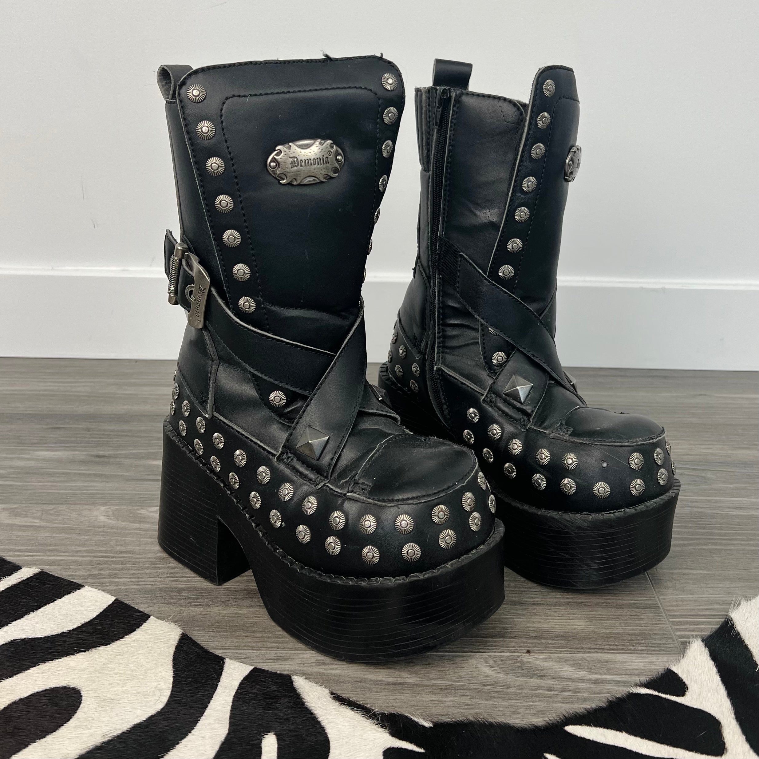 Demonia Studded Platform Boots