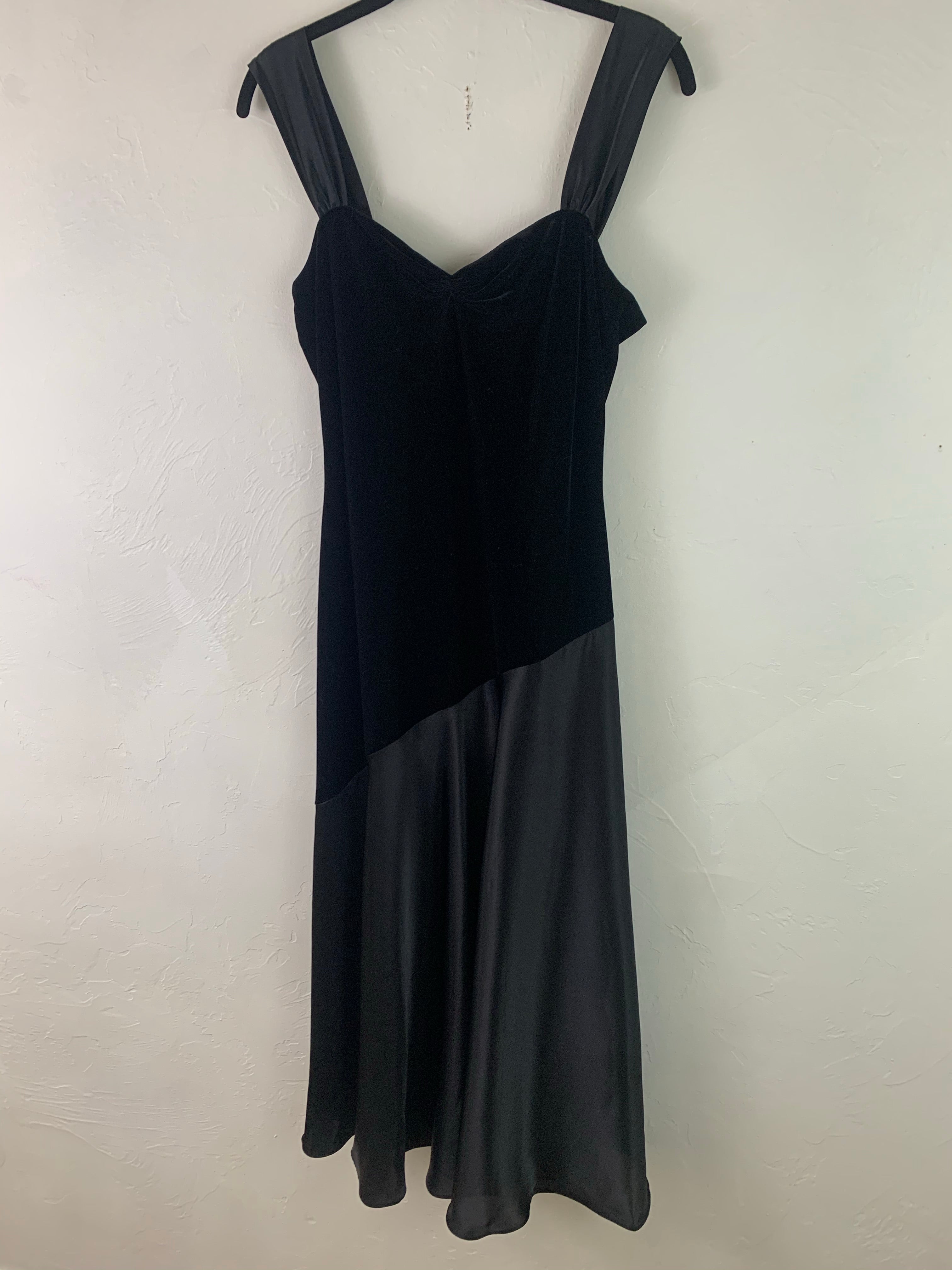 Black velvet silk maxi sress