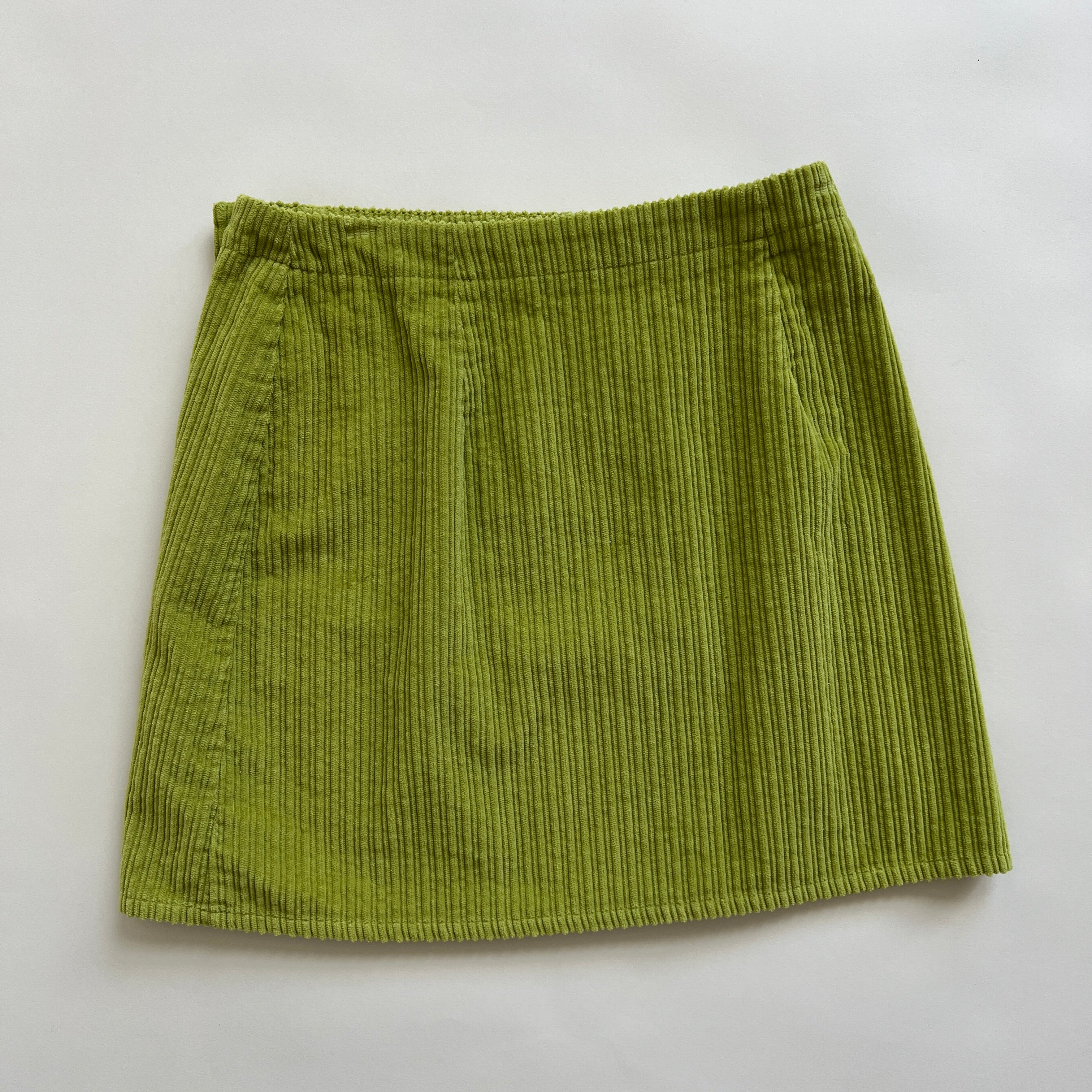 Green corduroy wrap skirt