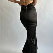 90s backless gem & satin formal dress