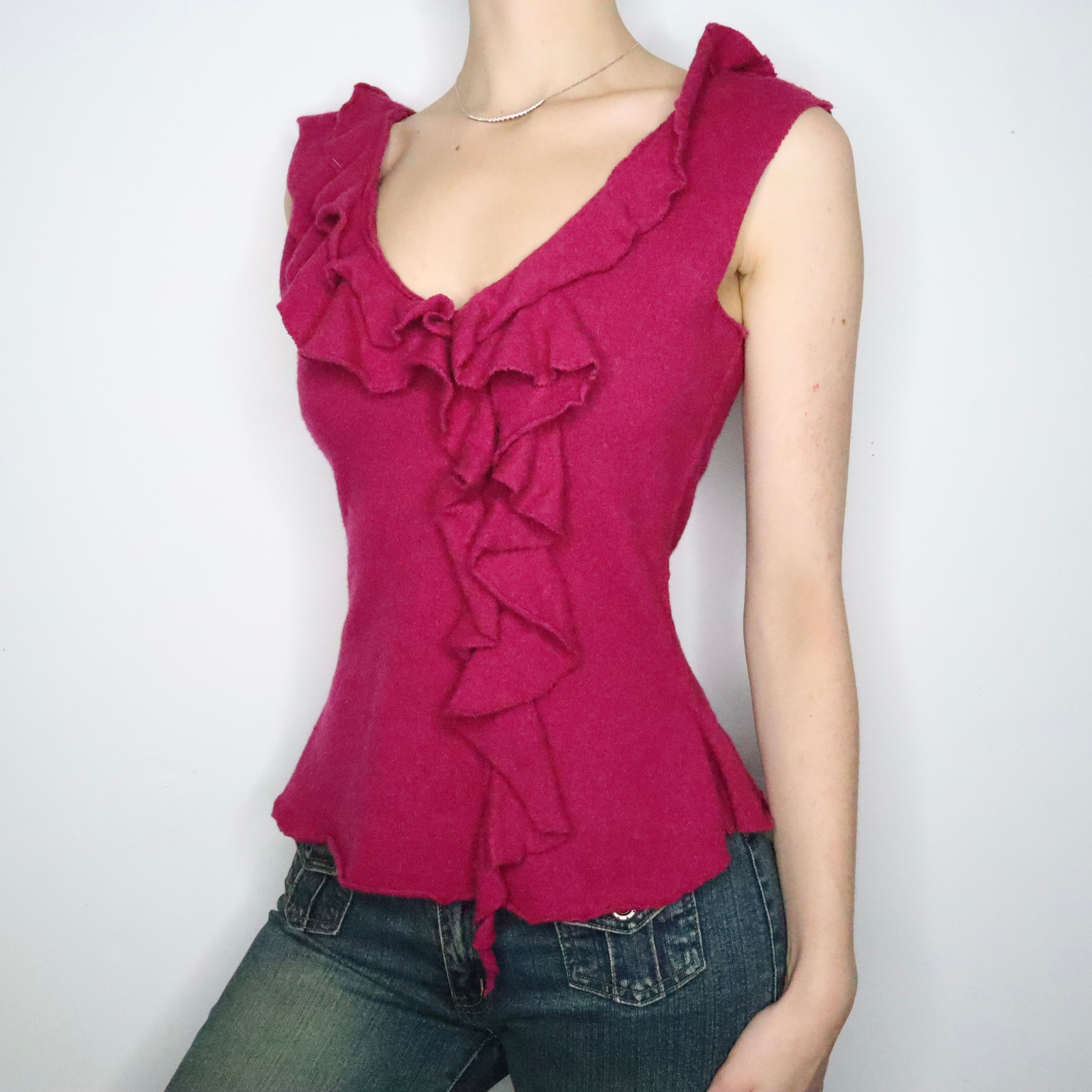 Alberta Ferretti Fuzzy Magenta Top (Medium)