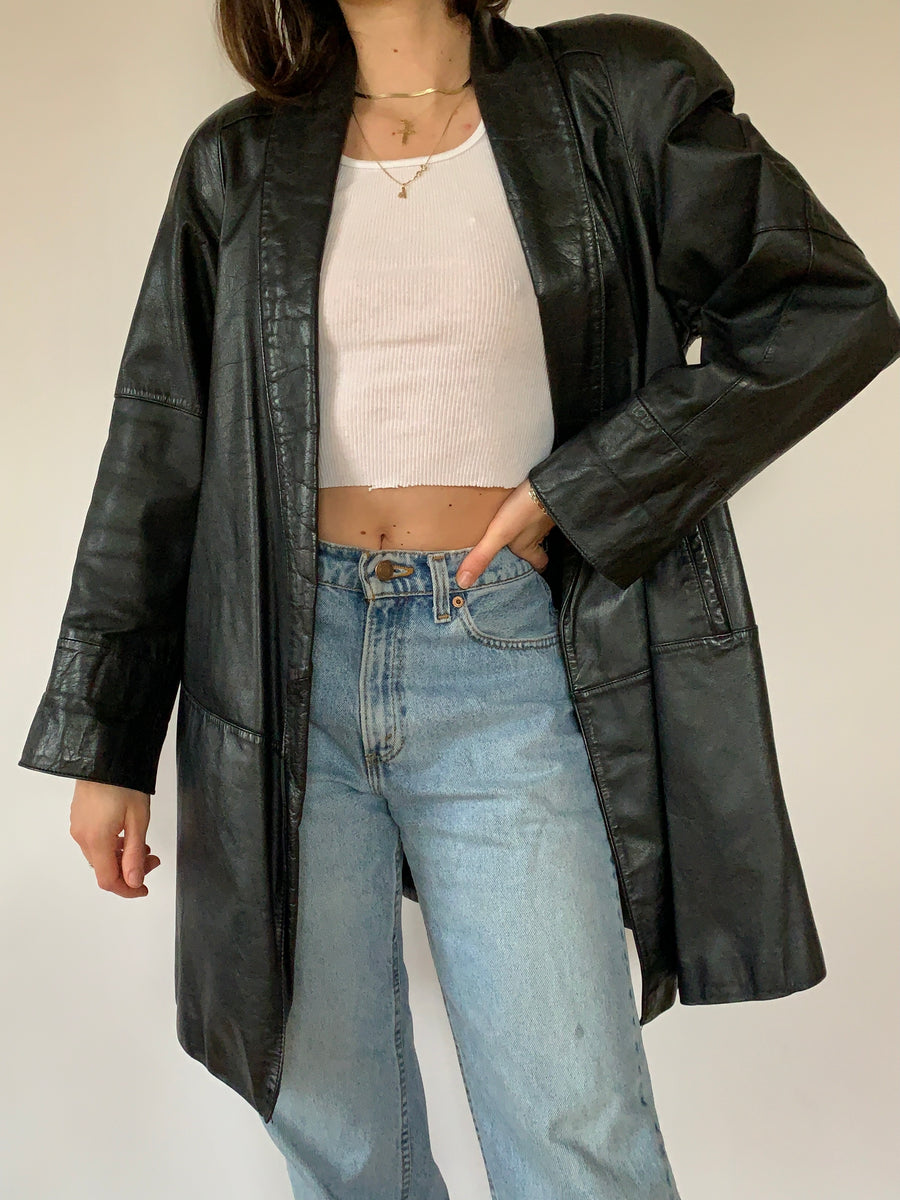 Vintage 1980s Leather Trench