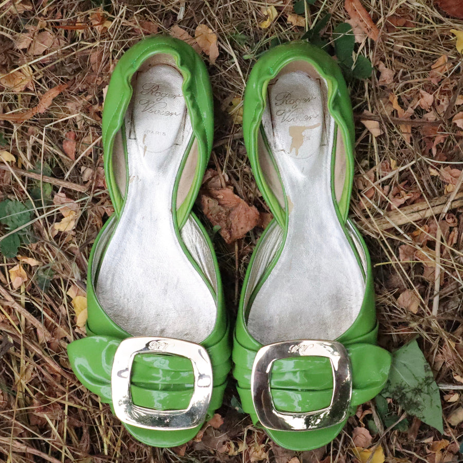 Roger Vivier Lime Green Ballet Flats (7.5 US/37.5 EU)