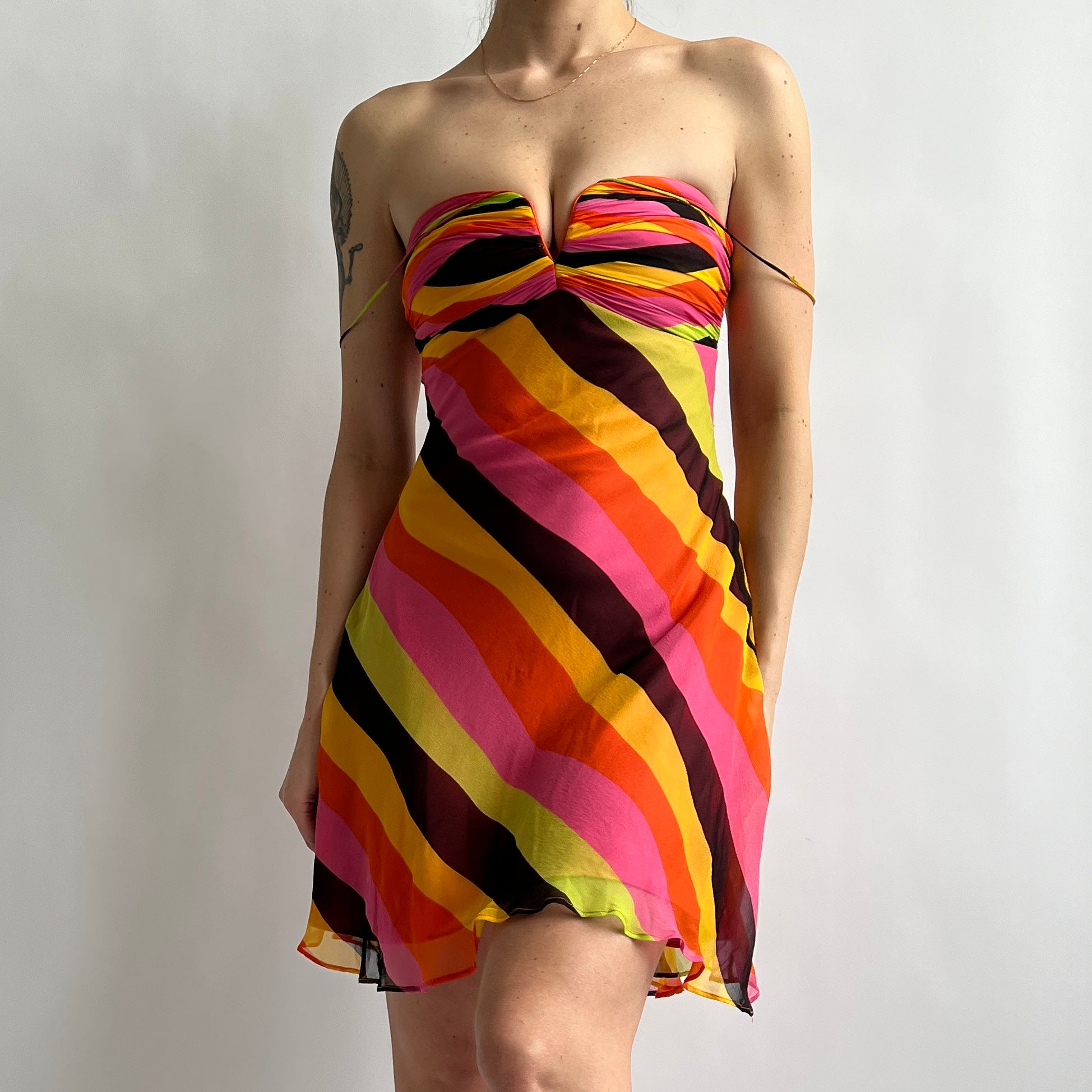 Vintage Caché silk stripe dress (S)