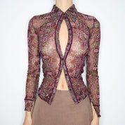 Mesh Button Up Blouse (Small)