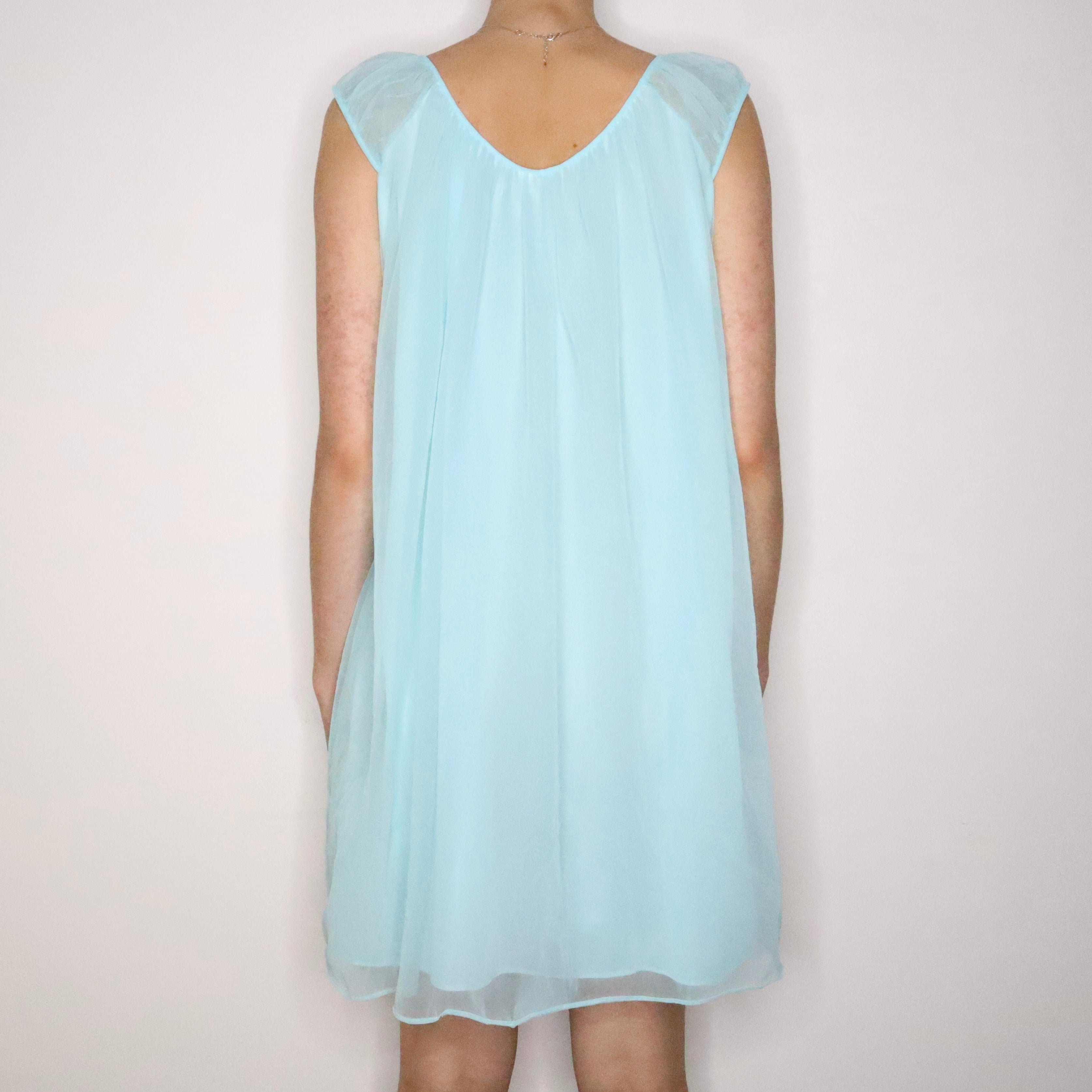 Sky Blue Babydoll Peignoir Set (Large)