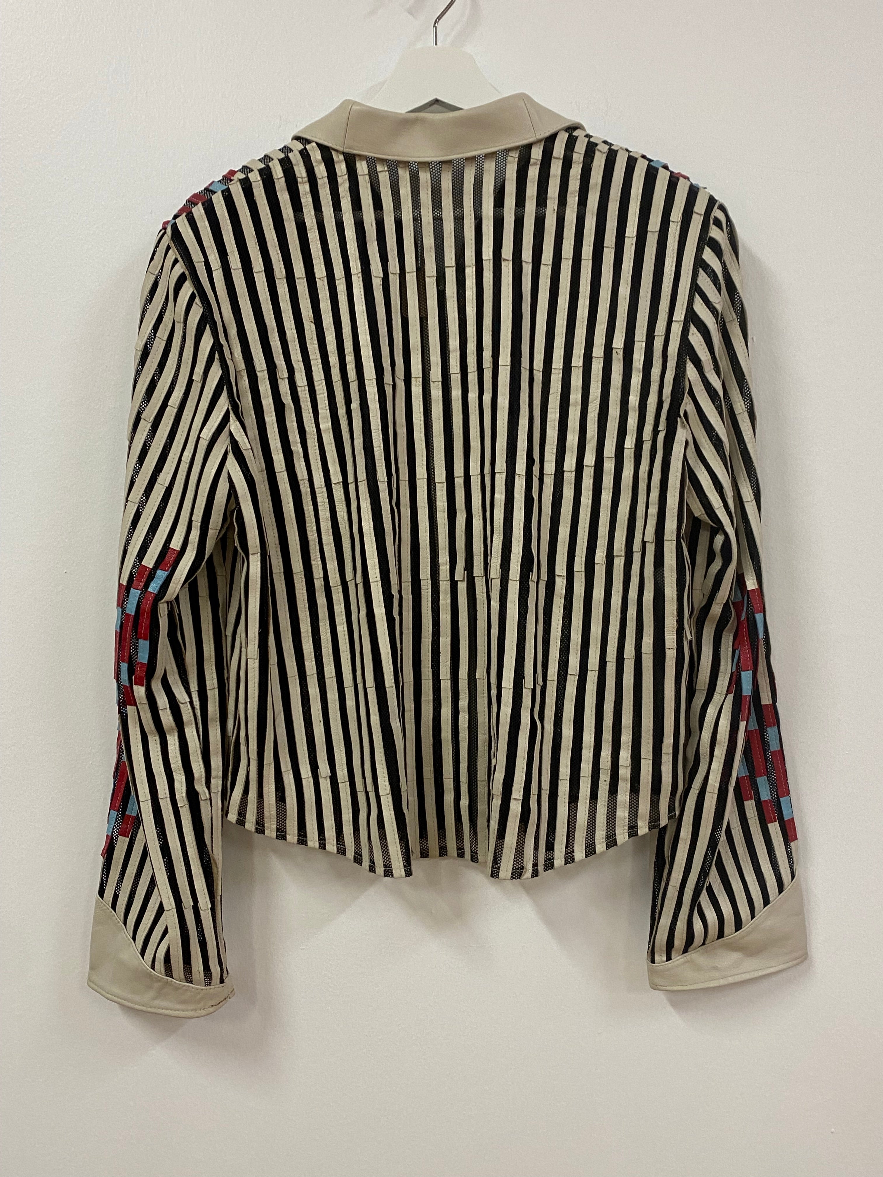 Leather and Mesh Stripe Jacket