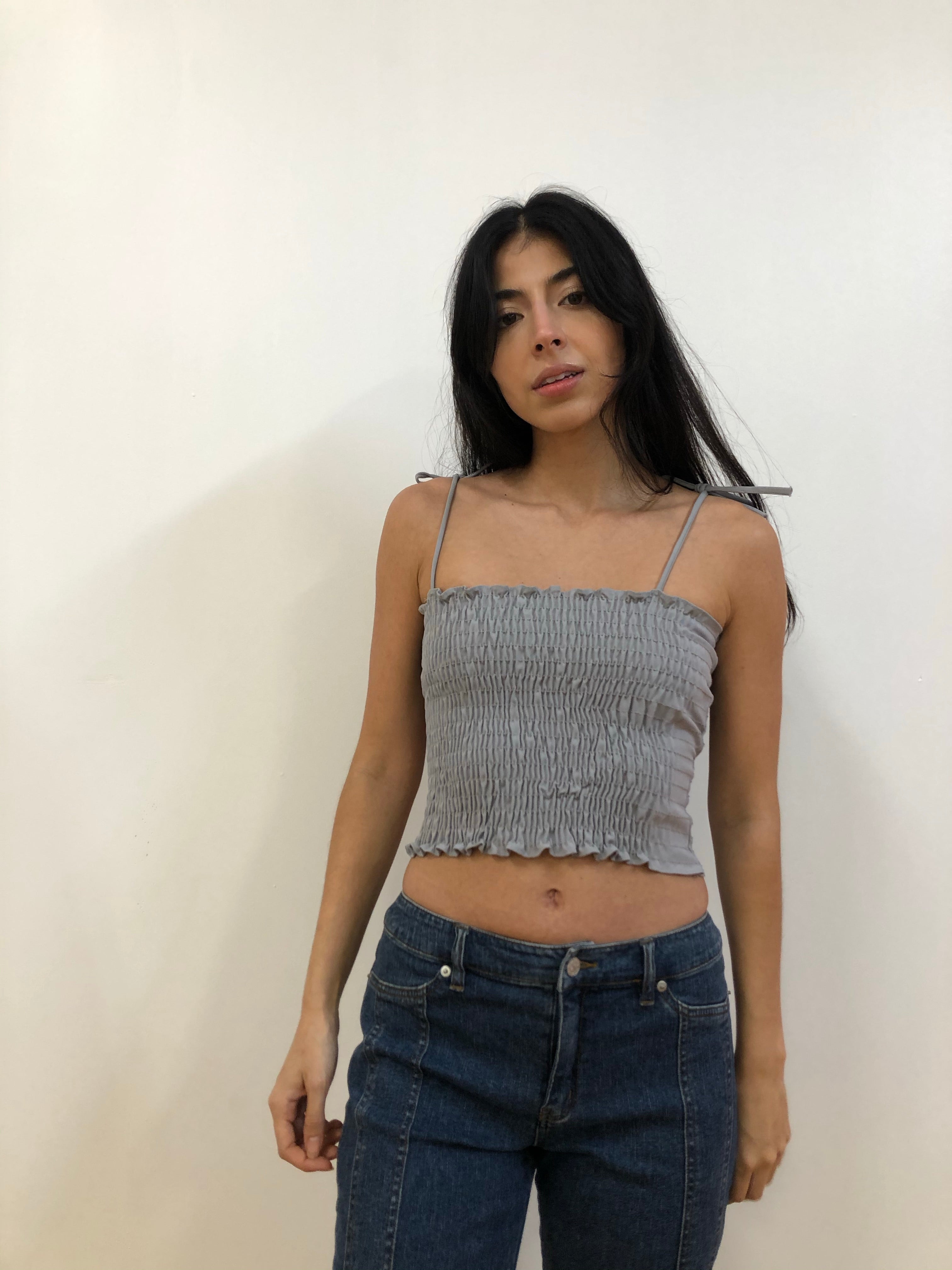 Grey accordion crop