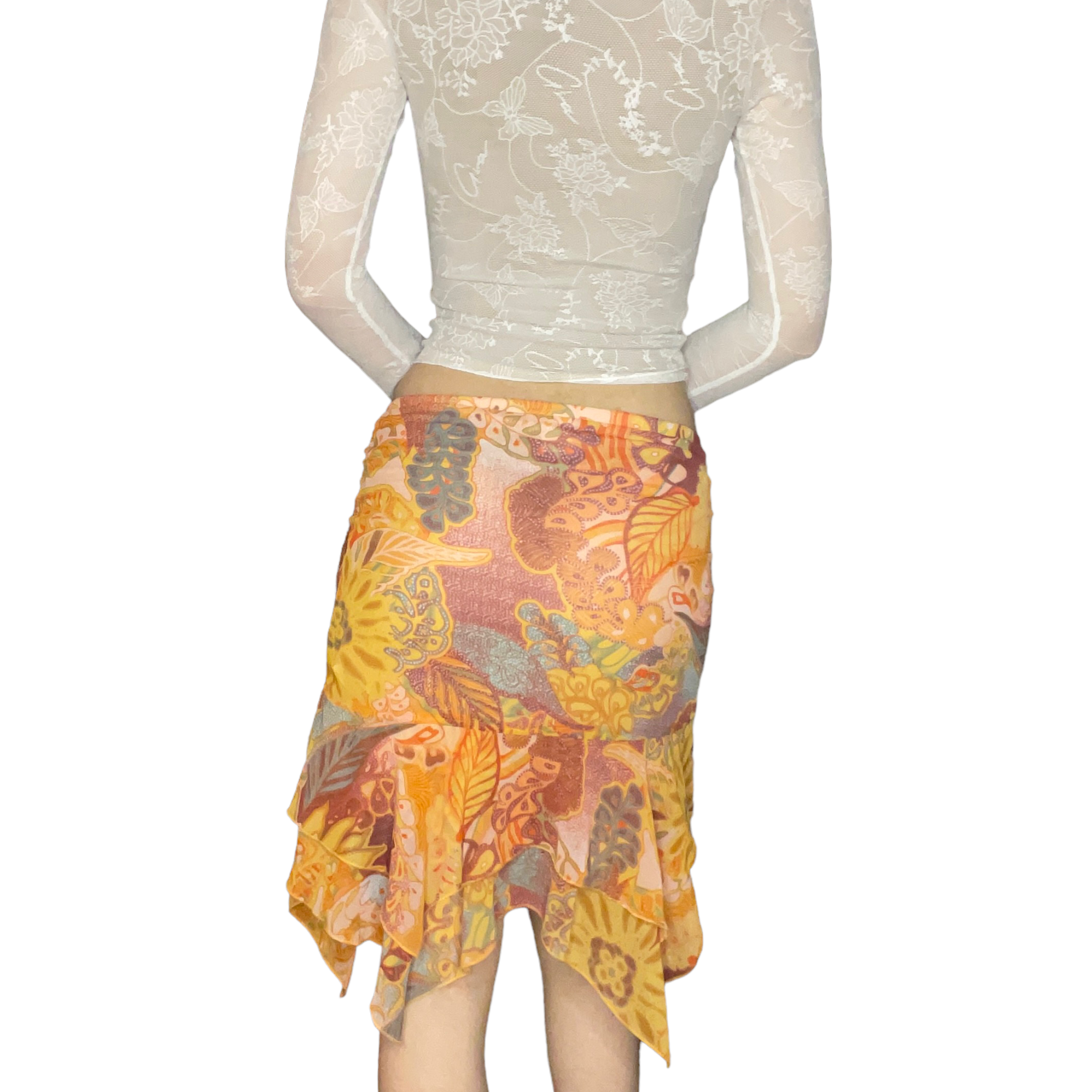 psychedelic bohemian midi skirt