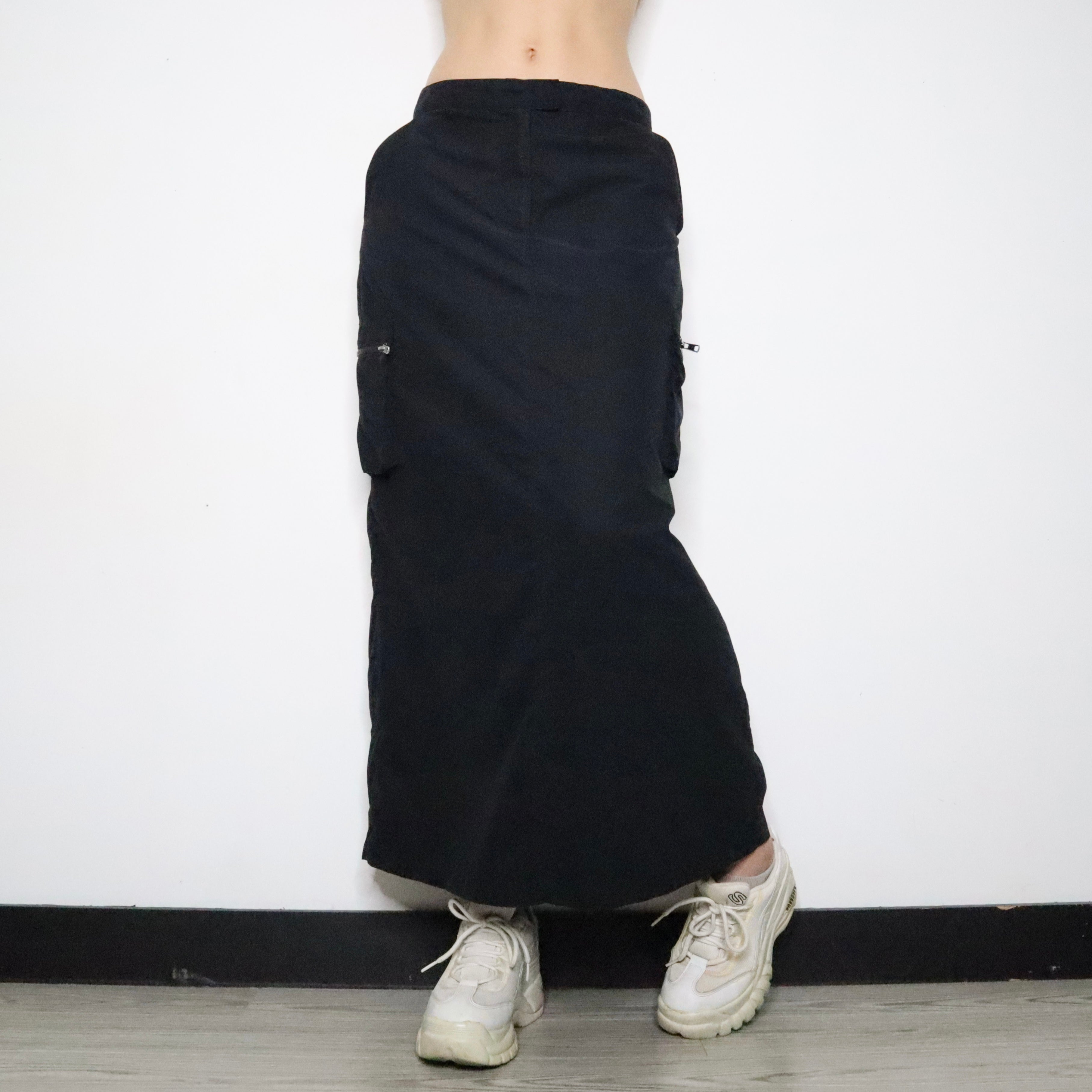 Black Cargo Maxi Skirt (Medium)