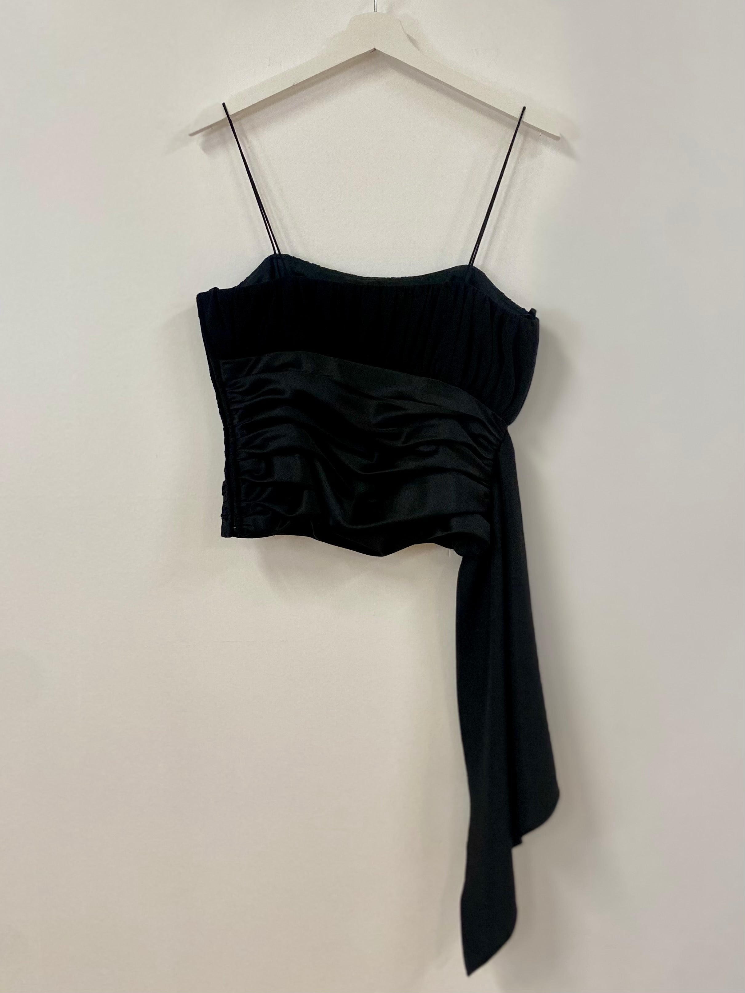Black Satin Sash Top
