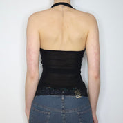 Black Mesh Halter Top (Medium) 