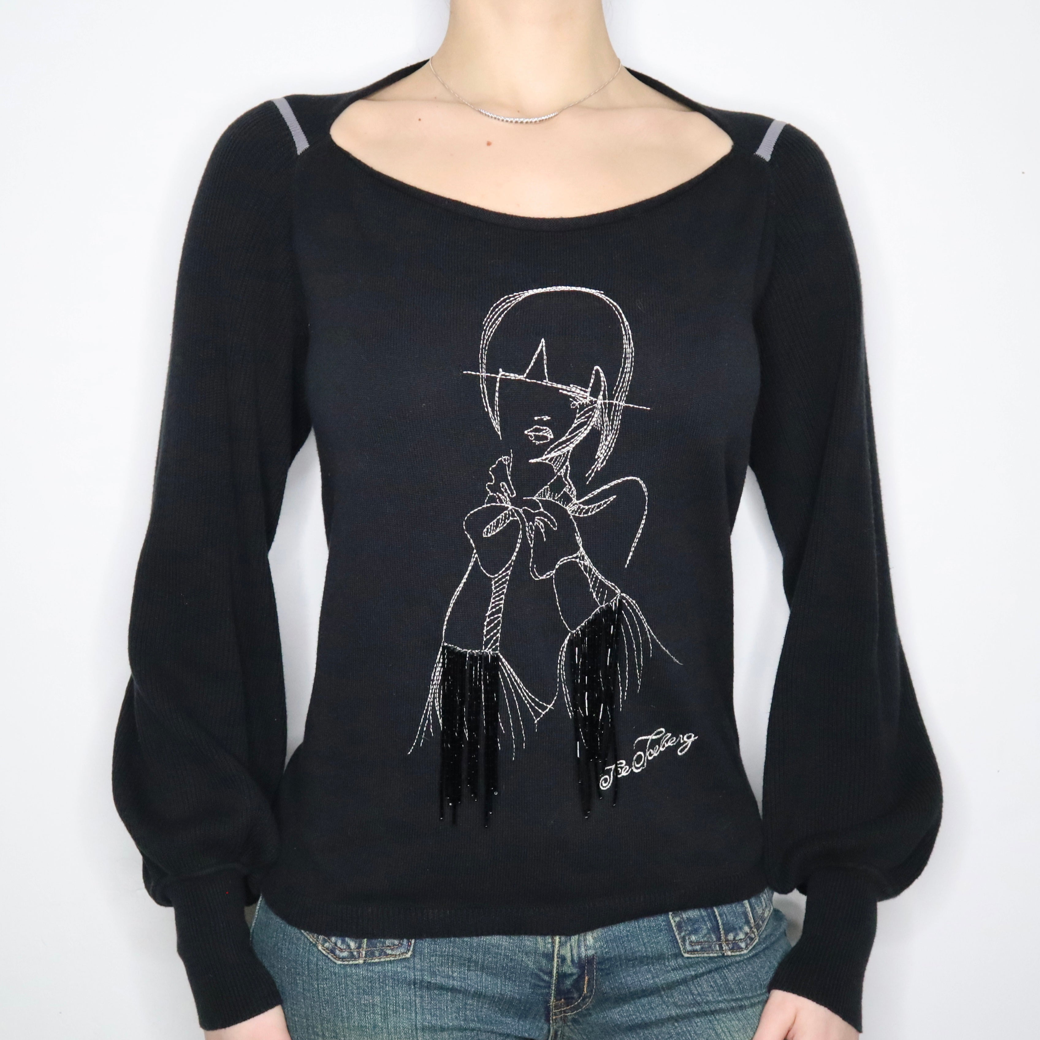 Iceberg Embroidered Black Sweater