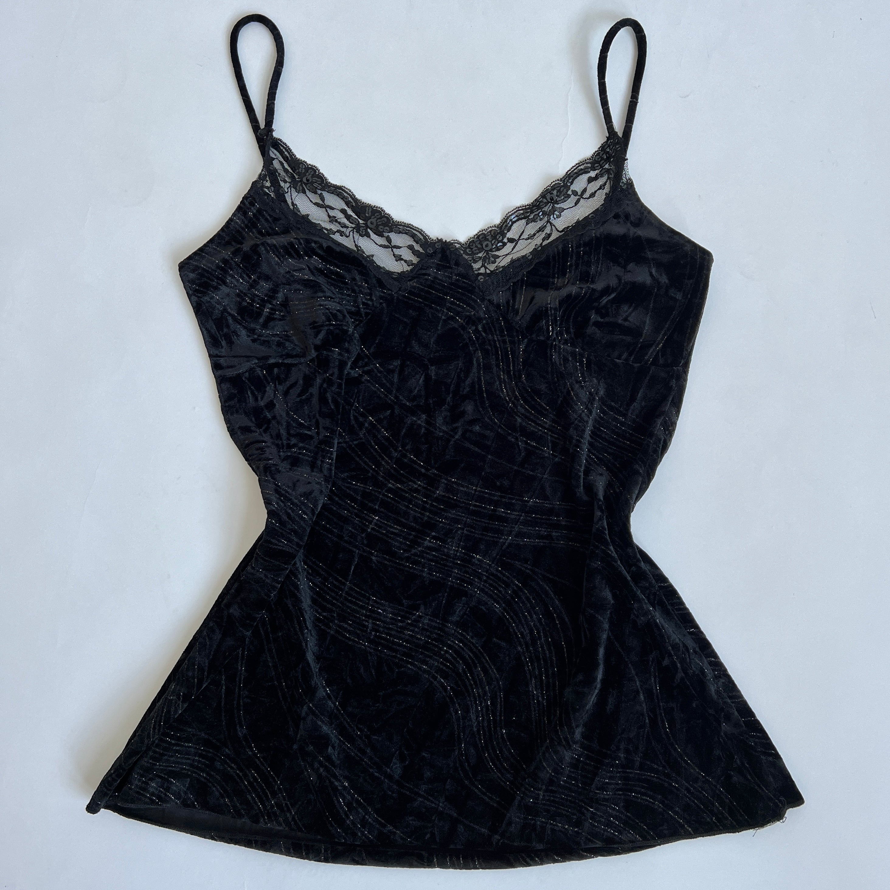 00s Velvet lace glitter cami L