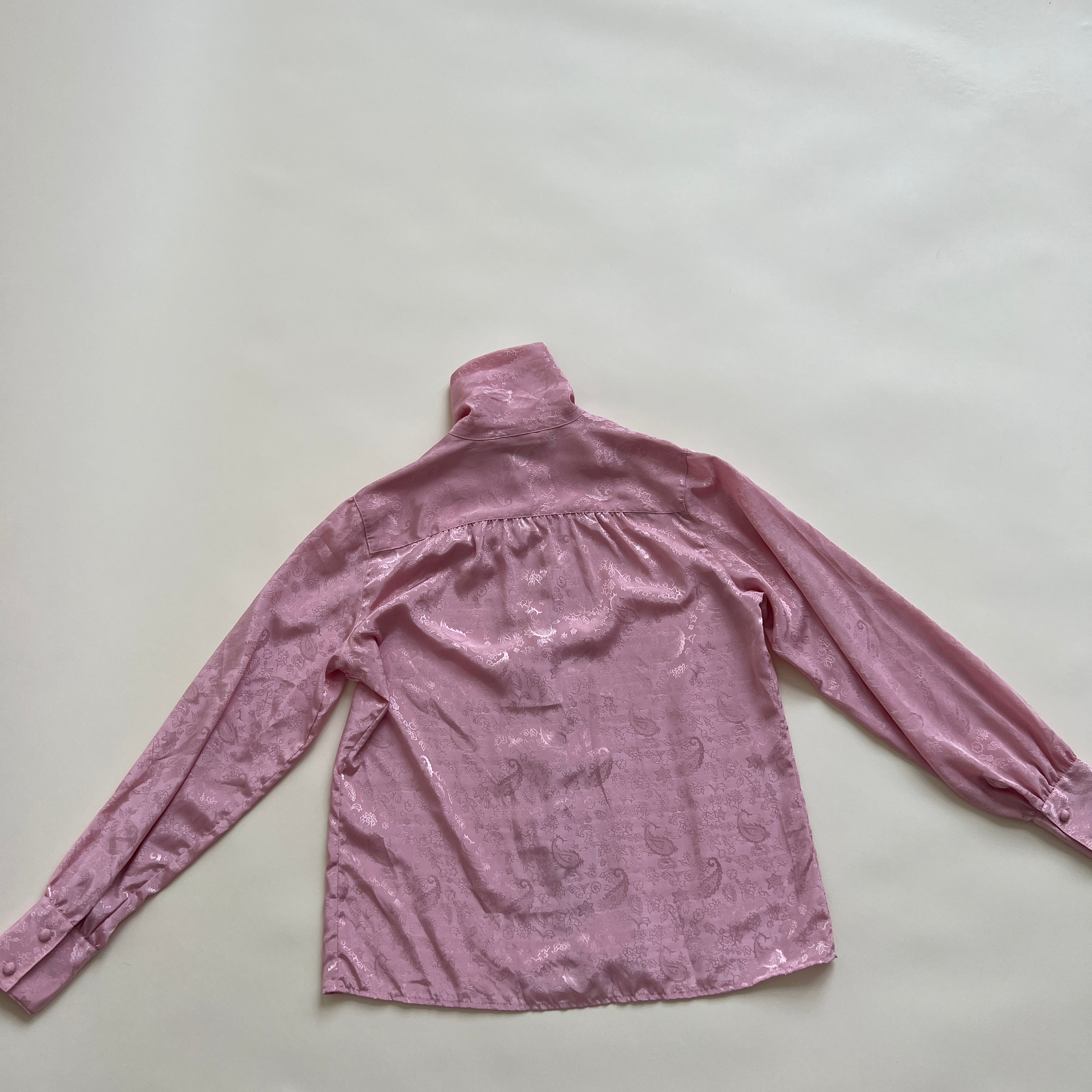 Pink paisley satin blouse