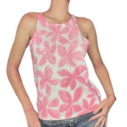 Pink tropical sequin knit top